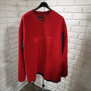 Wind River Men's Size XL Red & Navy V-neck Loose Fit Fleece Sweat Top